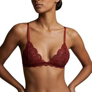 Free People We Are HAH Chi Bralette Maroon Lace Wireless Women Small NWT